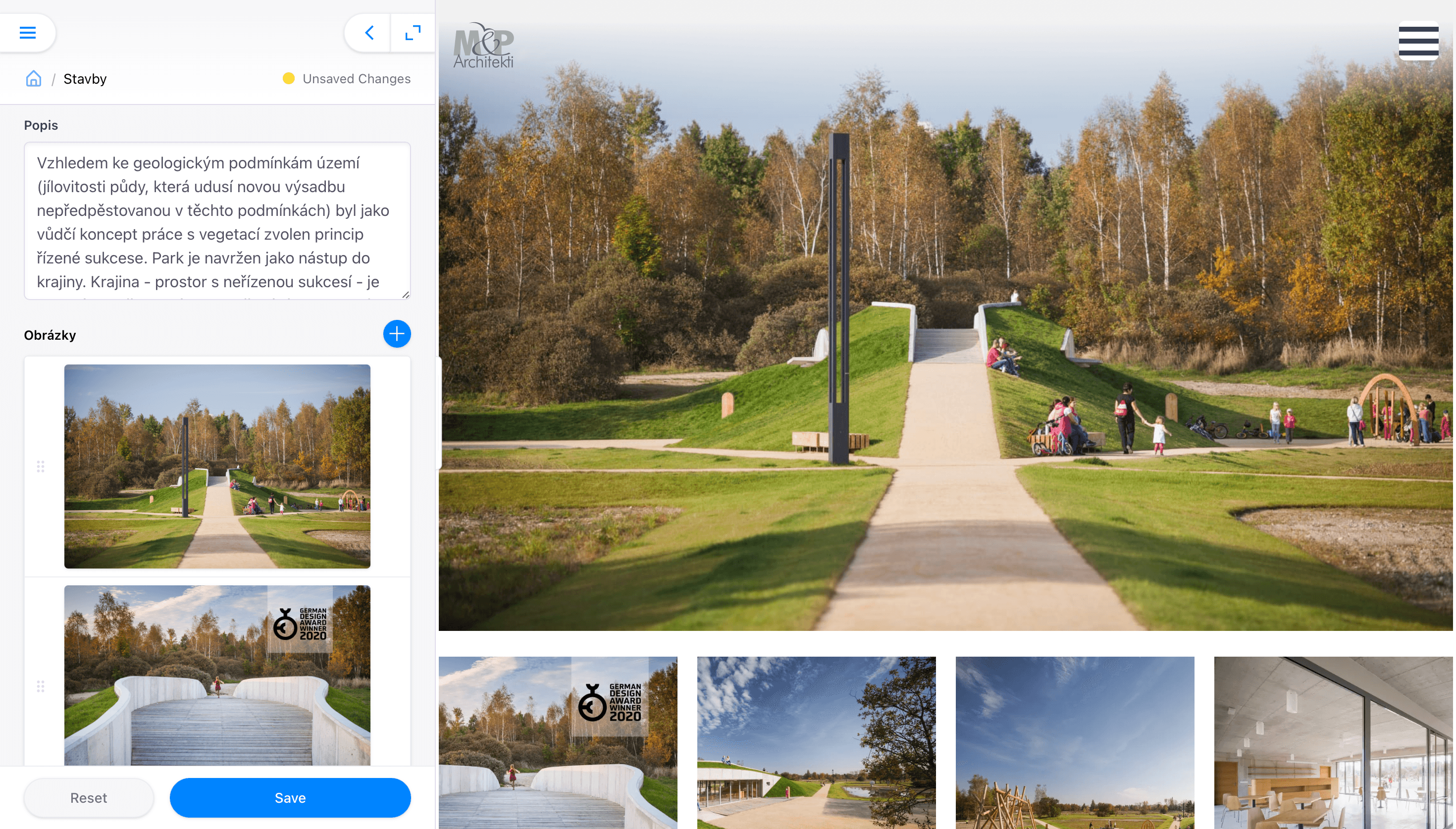 Project cover image, CMS for M&P Architects